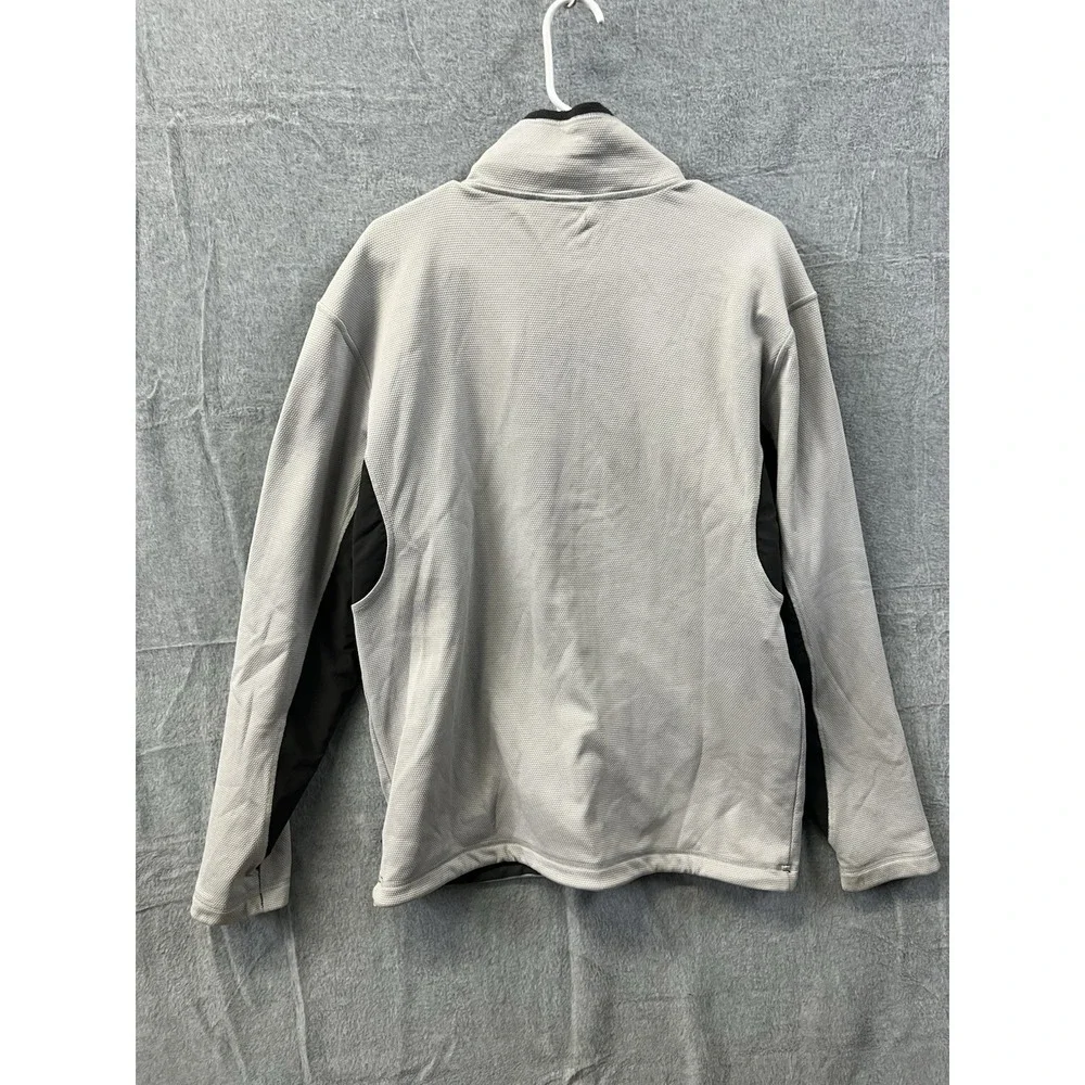 The North Face Mens Large Full Zip Fleece Jacket Grey Black Textured Waffle Knit